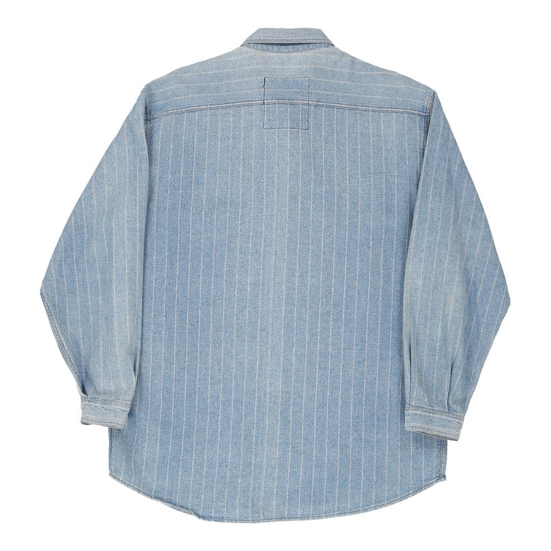 Emporio Armani Striped Denim Shirt - Large Blue Cotton