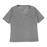 Unbranded Striped T-Shirt - Medium Black & White Polyester Blend - Thrifted.com