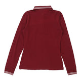 Vintage Kappa Long Sleeve Polo Shirt - Medium Red Cotton