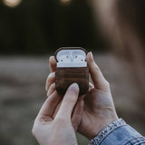 Oakywood Wooden AirPods case, Real wood slim protective Apple Earpods cover Walnut