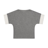 Girls tops. Made from organic Peruvian cotton. Heather grey, blush pink and white block colors. Cut and sewn in NYC.