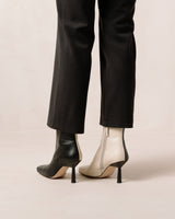 Frappe Bicolor Black Cream Leather Ankle Boots
