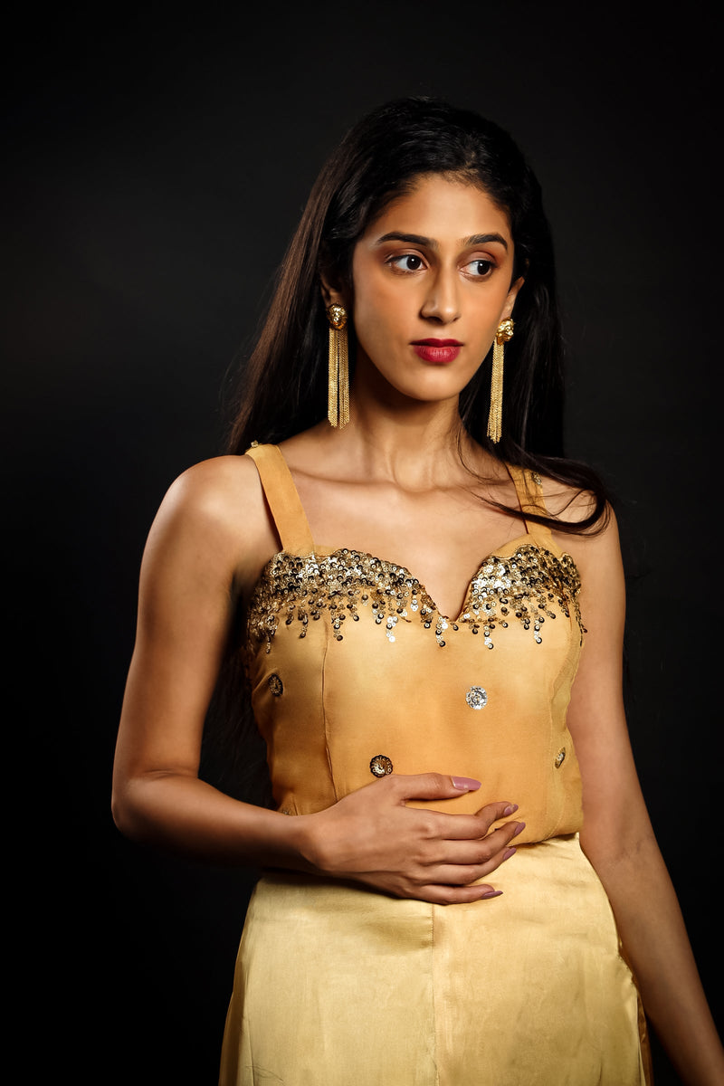 Gold Sequin Embroidered Aurum Gown