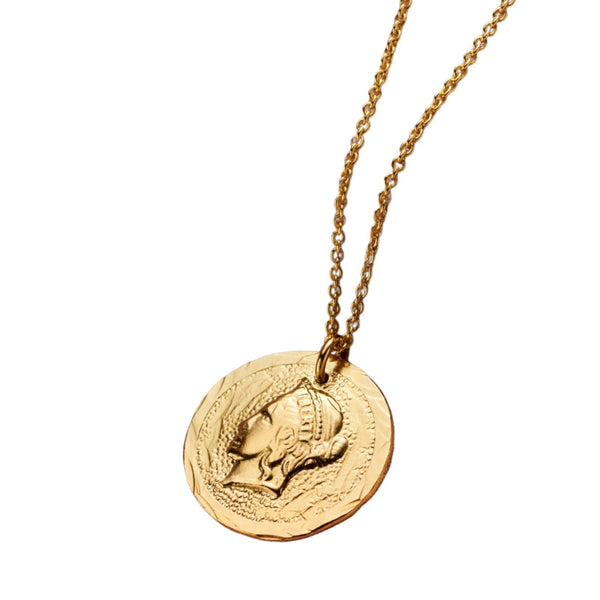 Yellow Gold Plated Roman Coin Necklace