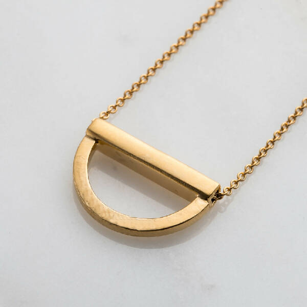 Yellow Gold Plated Curve Bar Stack Necklace