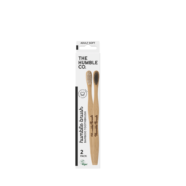 Humble Brush Adult - black/white, soft bristles 2-pack