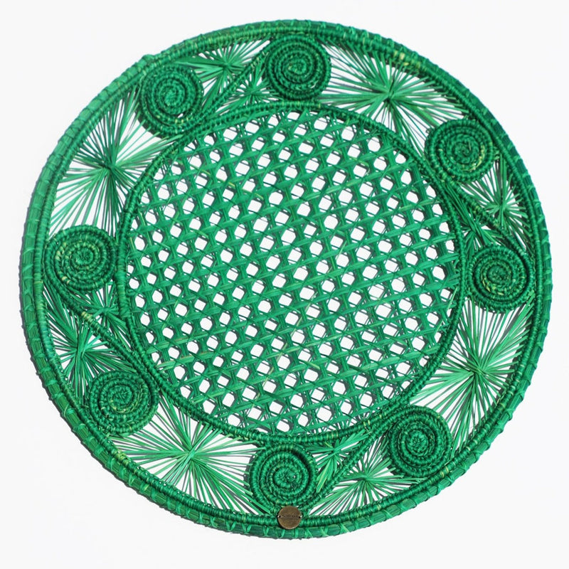 Caracoli Green Placemat - Pack of 6 - Made of Natural Palm