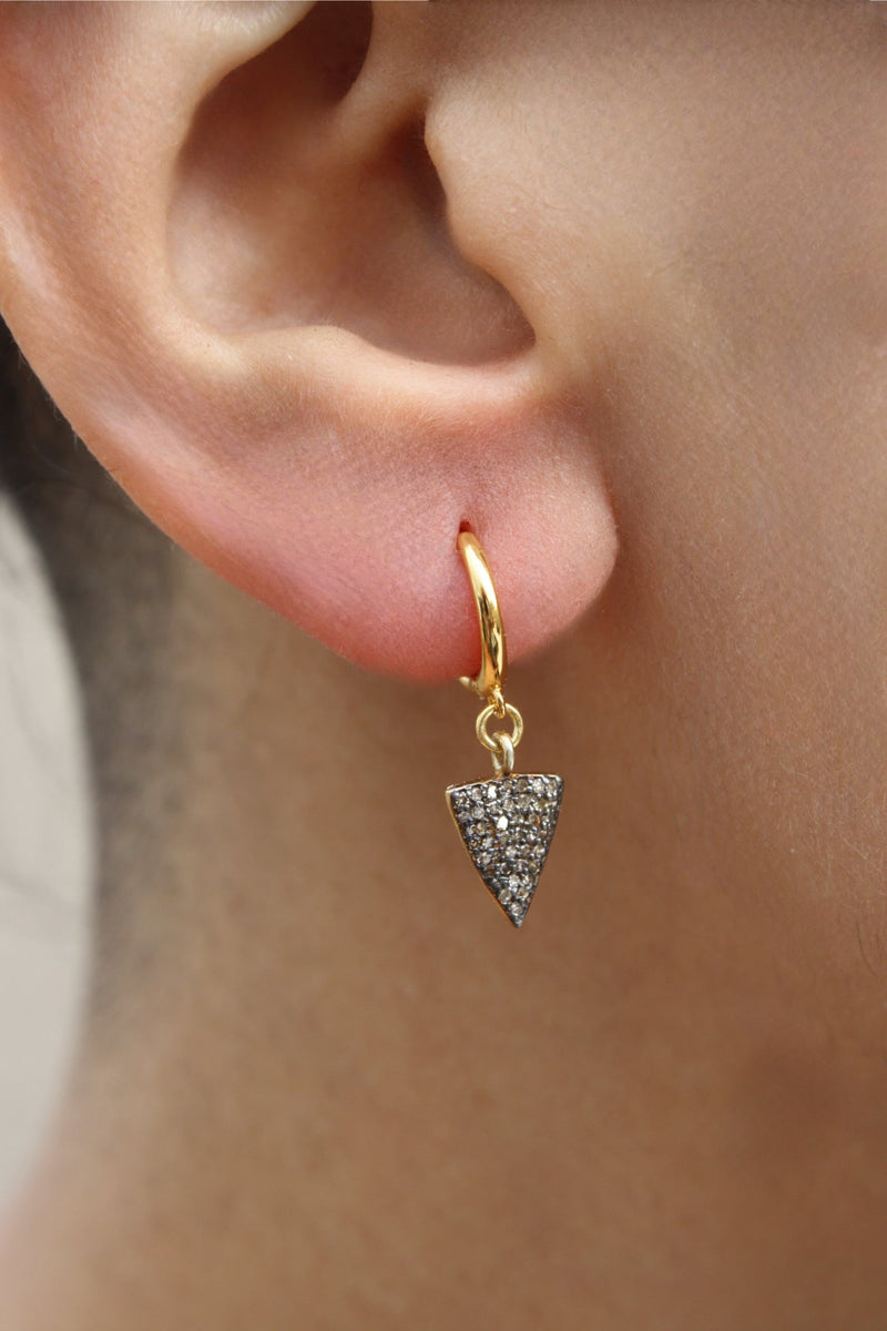 Triangle Pave Raw Diamond Earrings