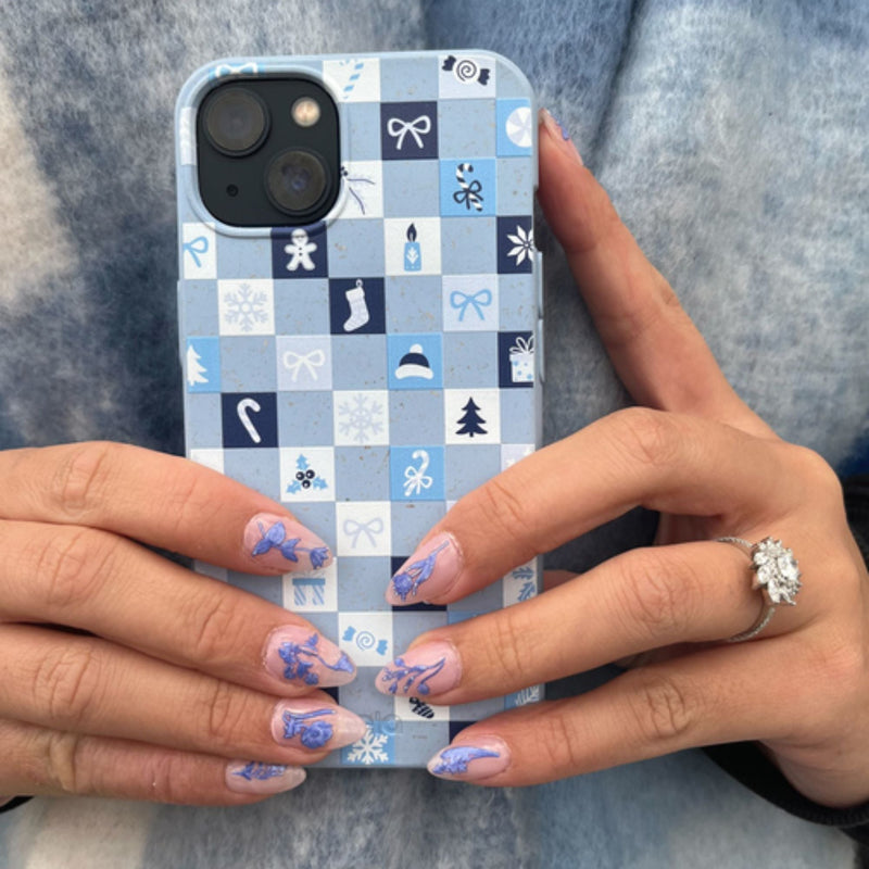 Powder Blue Winter Quilt iPhone 14 Plus Case