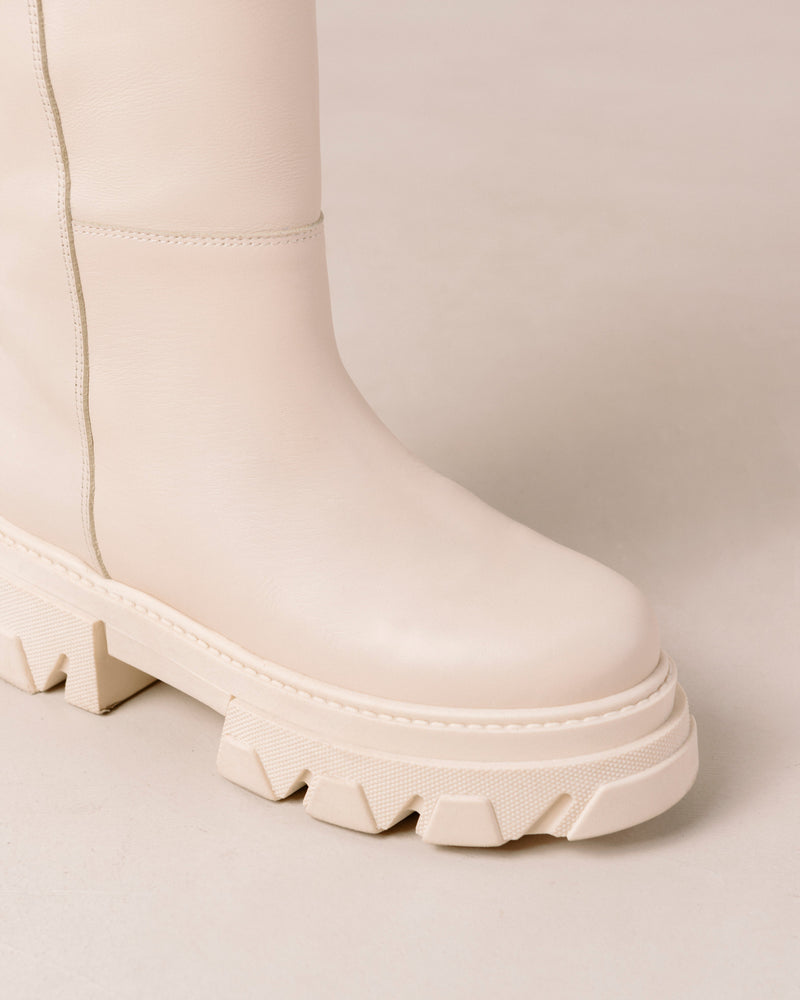 Katiuska Cream Leather Boots