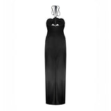 Long Cut-Out Satin Dress