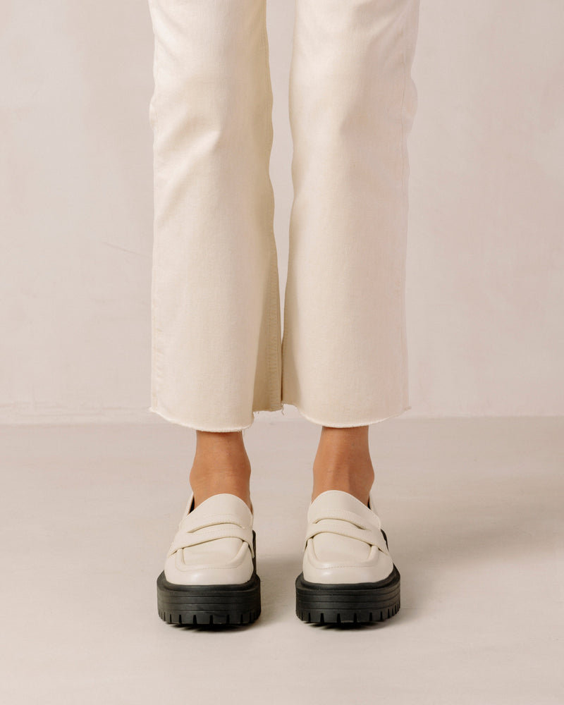 Mask Warm White Vegan Leather Loafers