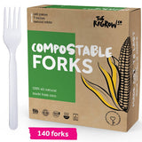Compostable Forks [140 Pack] - Large 7 Inch - Natural White
