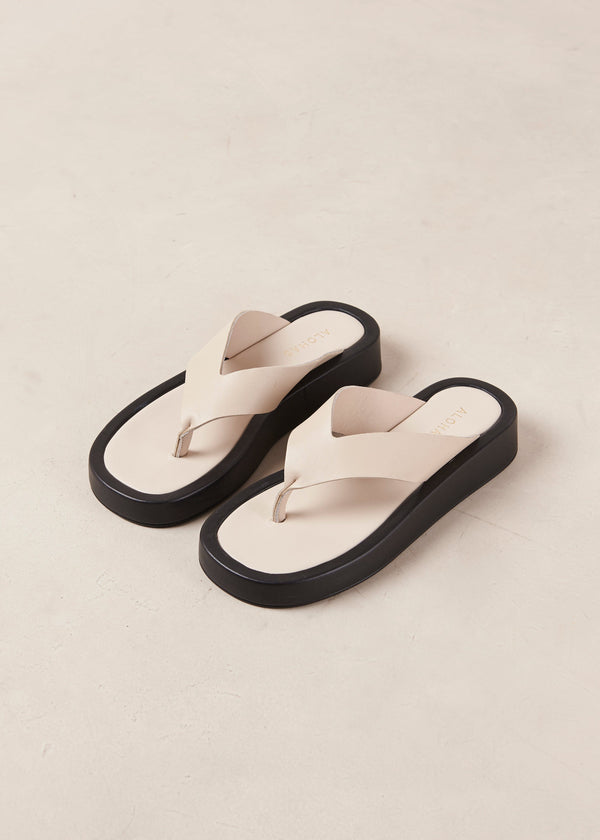 Overcast Cream Leather Sandals
