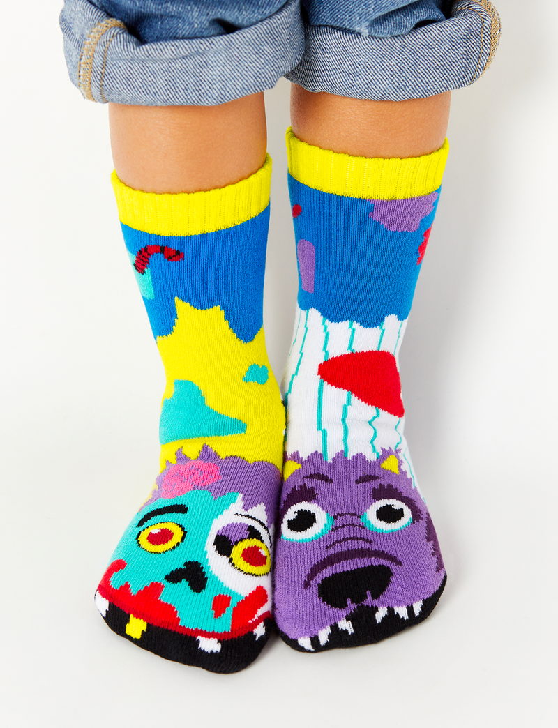 PALS BOO CREW GIFT BUNDLE - 4 PAIRS of NON-SLIP SOCKS for KIDS