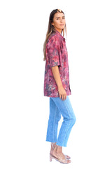 One of a kind handmade embellished Tie Dye Kai aloha shirt by Paneros Clothing. Kai Shirt // Midsummer Tie Dye, Size M. View 3