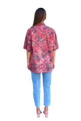 One of a kind handmade embellished Tie Dye Kai aloha shirt by Paneros Clothing. Kai Shirt // Midsummer Tie Dye, Size M. View 4