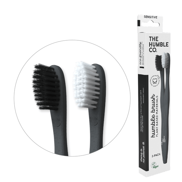 Plant based Toothbrush 2-pack - Sensitive White/Black