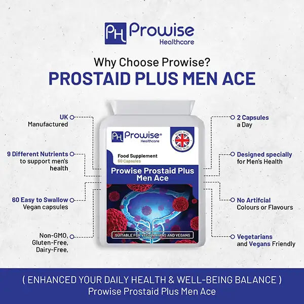 Prostaid Plus Men Ace 60 Capsules | Suitable For Vegetarians & Vegans | Made In UK
