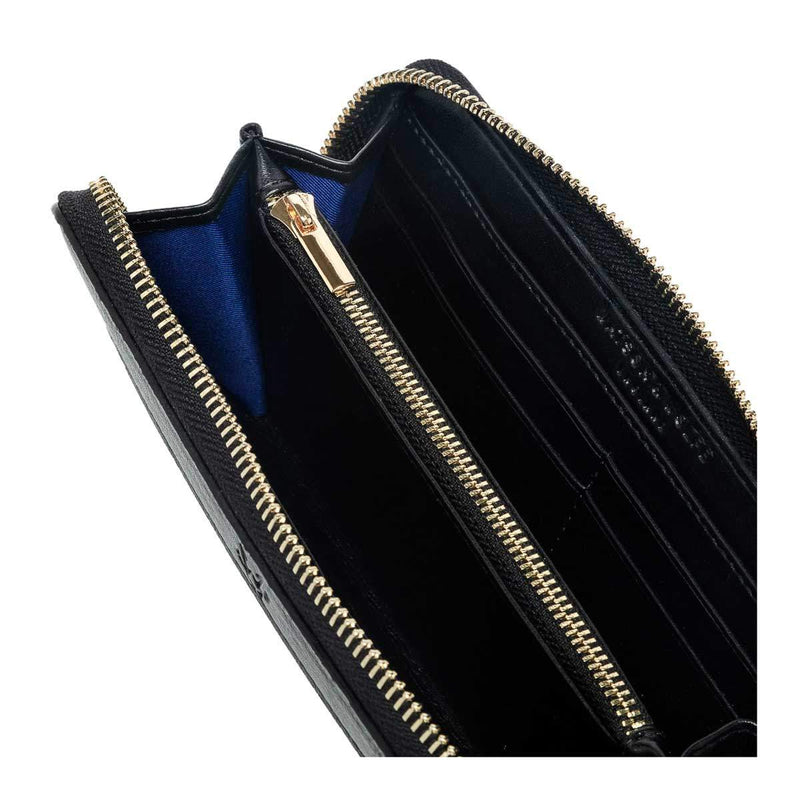 Wilton Zipped Purse Wallet in Black & Cobalt Blue