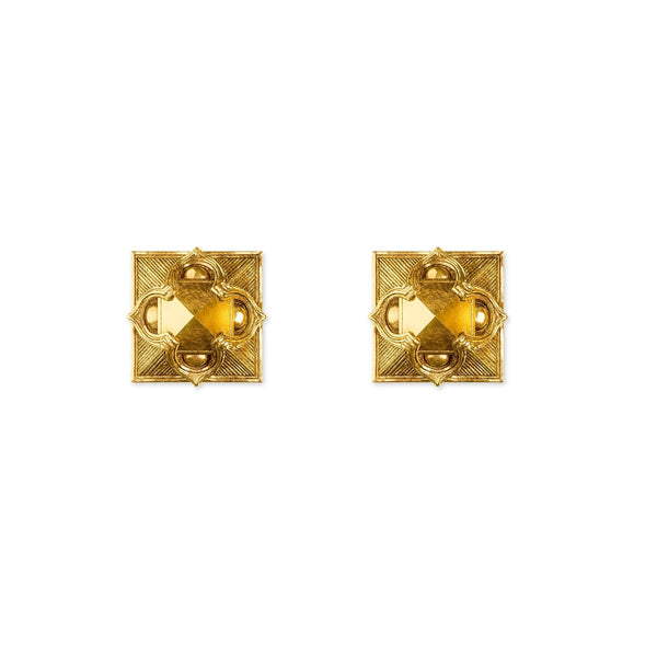 Pyramid Stud Earrings - Gold - Astor & Orion Ethically Made Jewelry