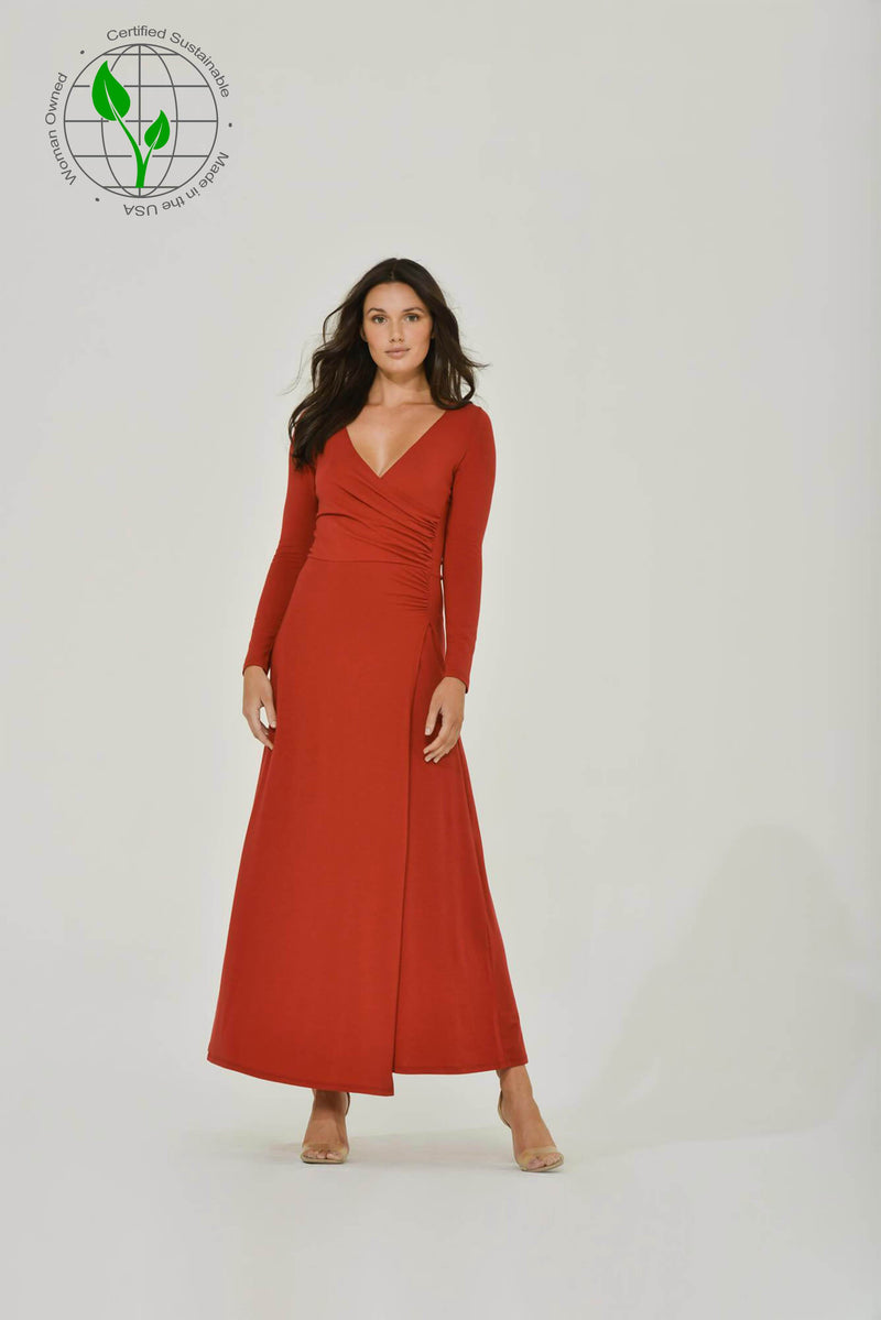 red-maxi-wrap-dress-sustainable-womens-clothing-Intention-Fashion