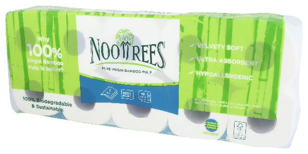 NooTrees Bamboo Bathroom Tissue 3ply 220s 10roll, Biodegradable, Sustainable, Soft, Ultra Absorbent, Hypoallergenic (1 Pack of 10 Rolls)