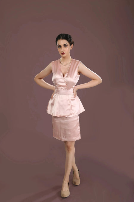 Rosalie Pink Satin Co-ord Set