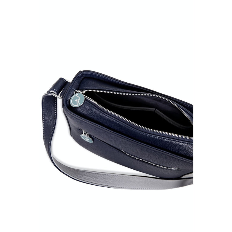 Cross-Body Vegan Handbag In Blue & Grey