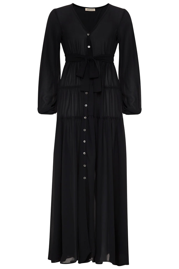 sustainable-womens-clothing-brand-black-maxi-dress-button-up-Intention-Fashion