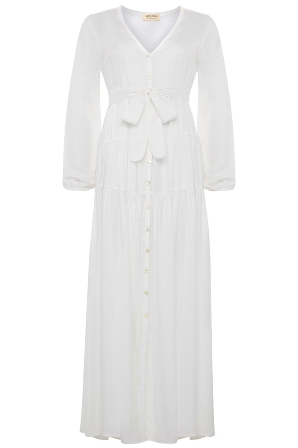 sustainable-womens-clothing-brand-white-long-sleeve-button-front-maxi-dress-Intention-Fashion