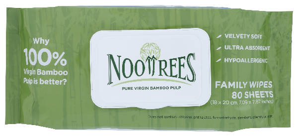 NooTrees Bamboo General Family Wet Wipes 80 Sheets - Velvety soft, Ultra Absorbent, Hypoallergenic