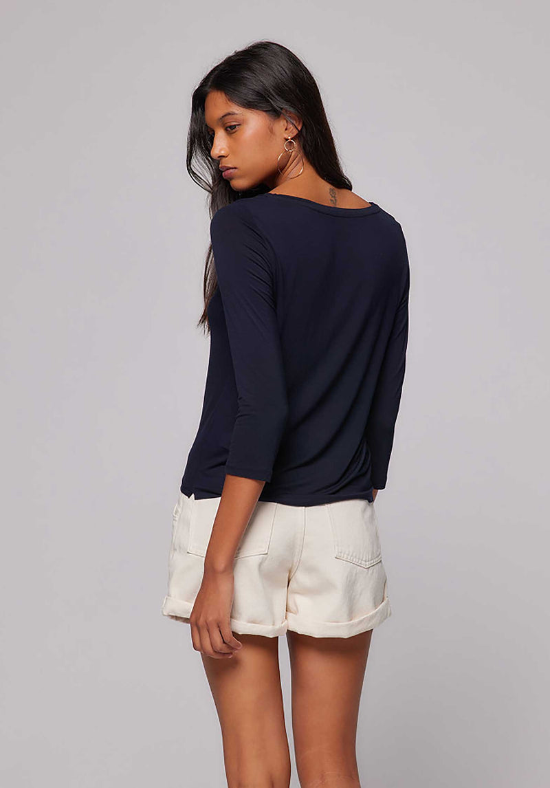 MAJESTIC Sailor Neck 3/4 Sleeves Top