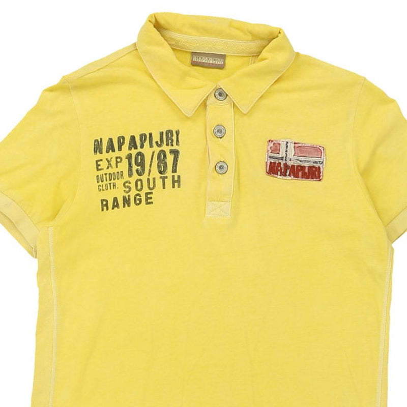 Vintage yellow Napapijri Polo Shirt - mens small