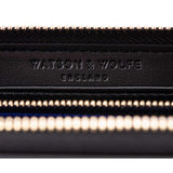 Wilton Zipped Purse Wallet in Black & Cobalt Blue